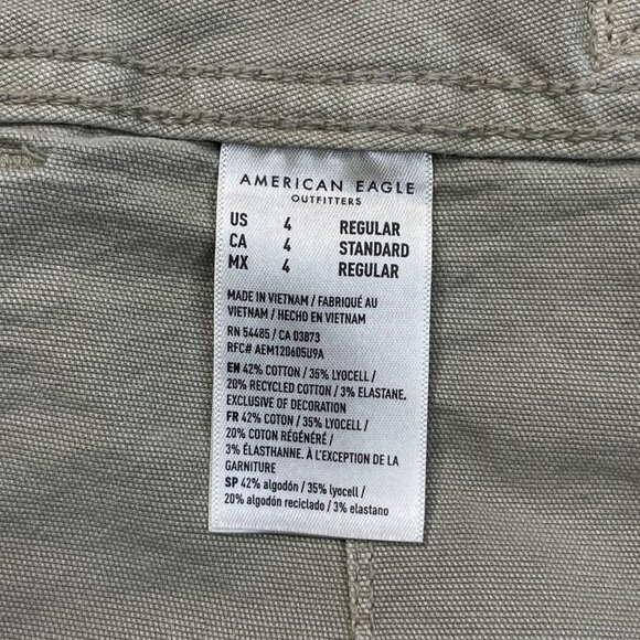 American Eagle Stretch Stovepipe Utility Pants Green Womens 4 - Picture 3 of 7